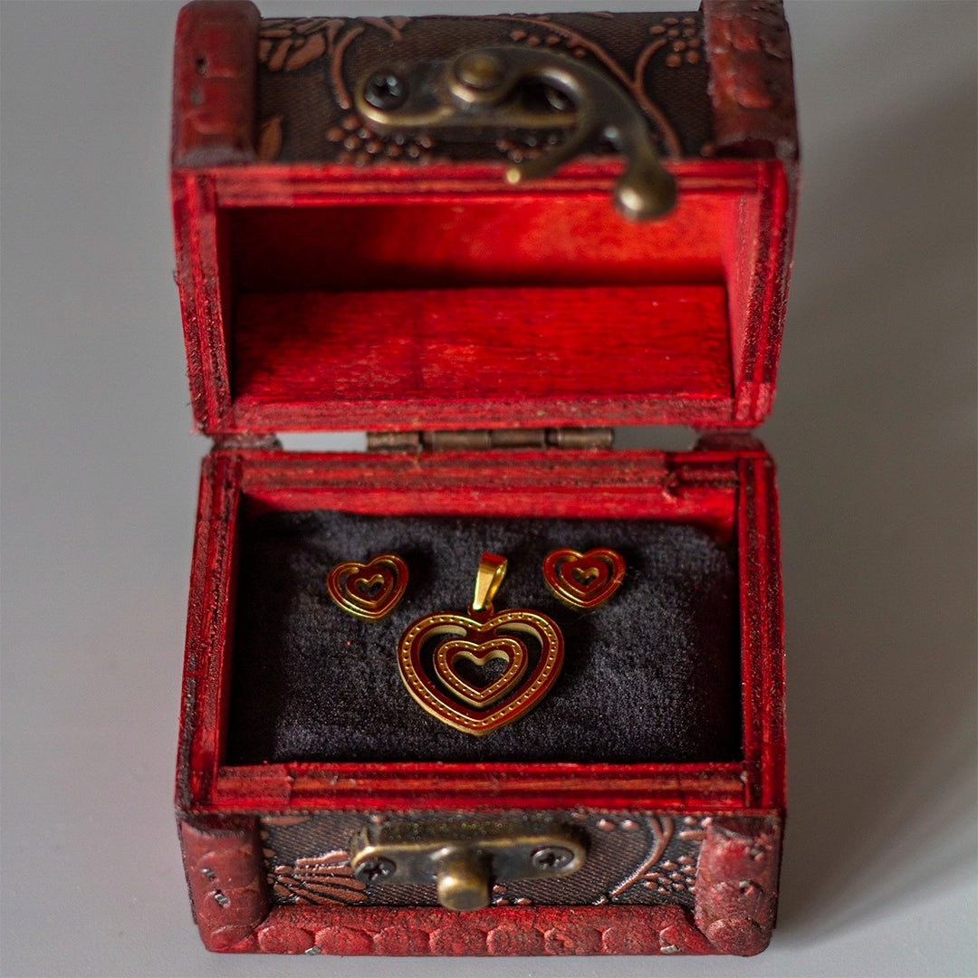 Aros y Collar de Corazón