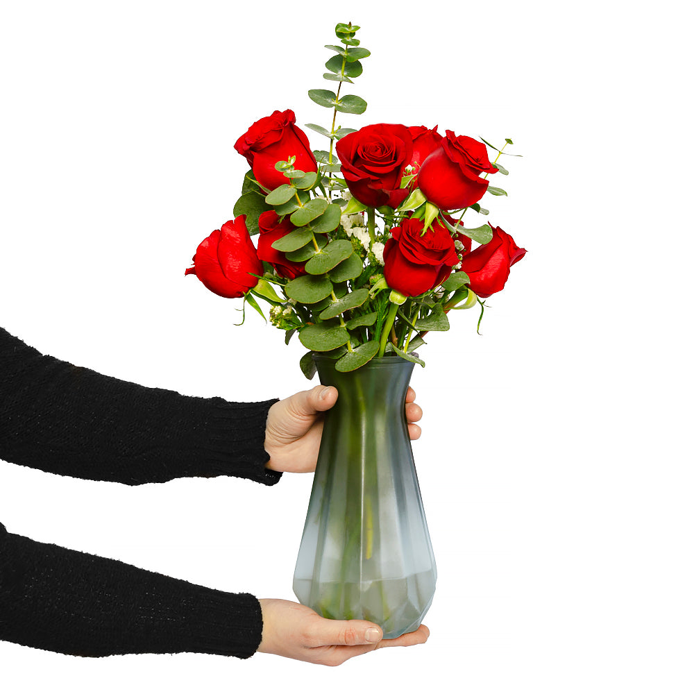 Florero de 12 Rosas Rojas