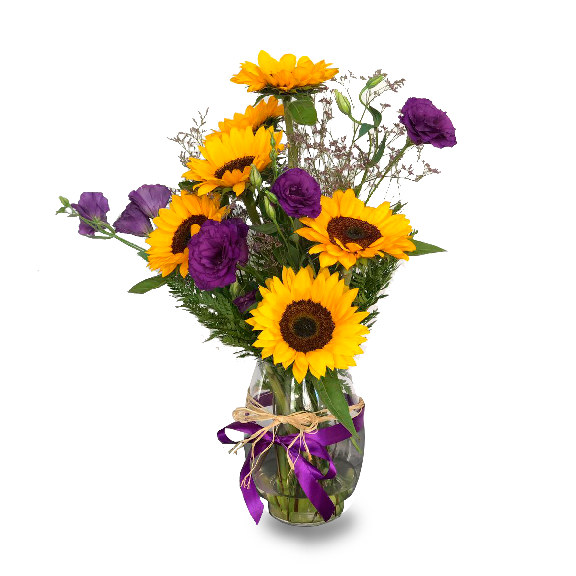 Florero Girasoles y Lisianthus